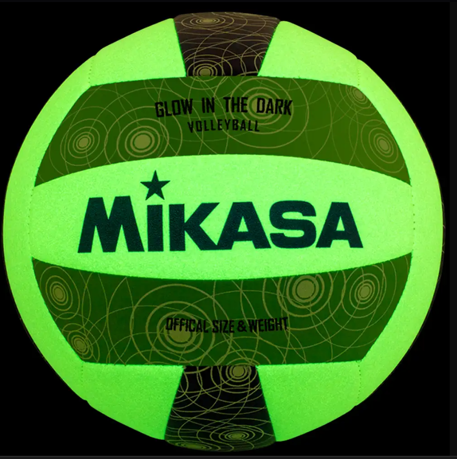 Outdoor Volleyball, Varsity Series - Glow In The Dark Outdoor Volleyball, Soft Stitched, Blue/Smart Glo, New Design