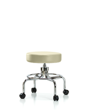 Vinyl Screw-Lift Stool - Medium Bench Height with Casters in Adobe White Trailblazer Vinyl