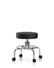 Vinyl Screw-Lift Stool - Medium Bench Height with Casters in Black Trailblazer Vinyl