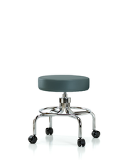 Vinyl Screw-Lift Stool - Medium Bench Height with Casters in Colonial Blue Trailblazer Vinyl