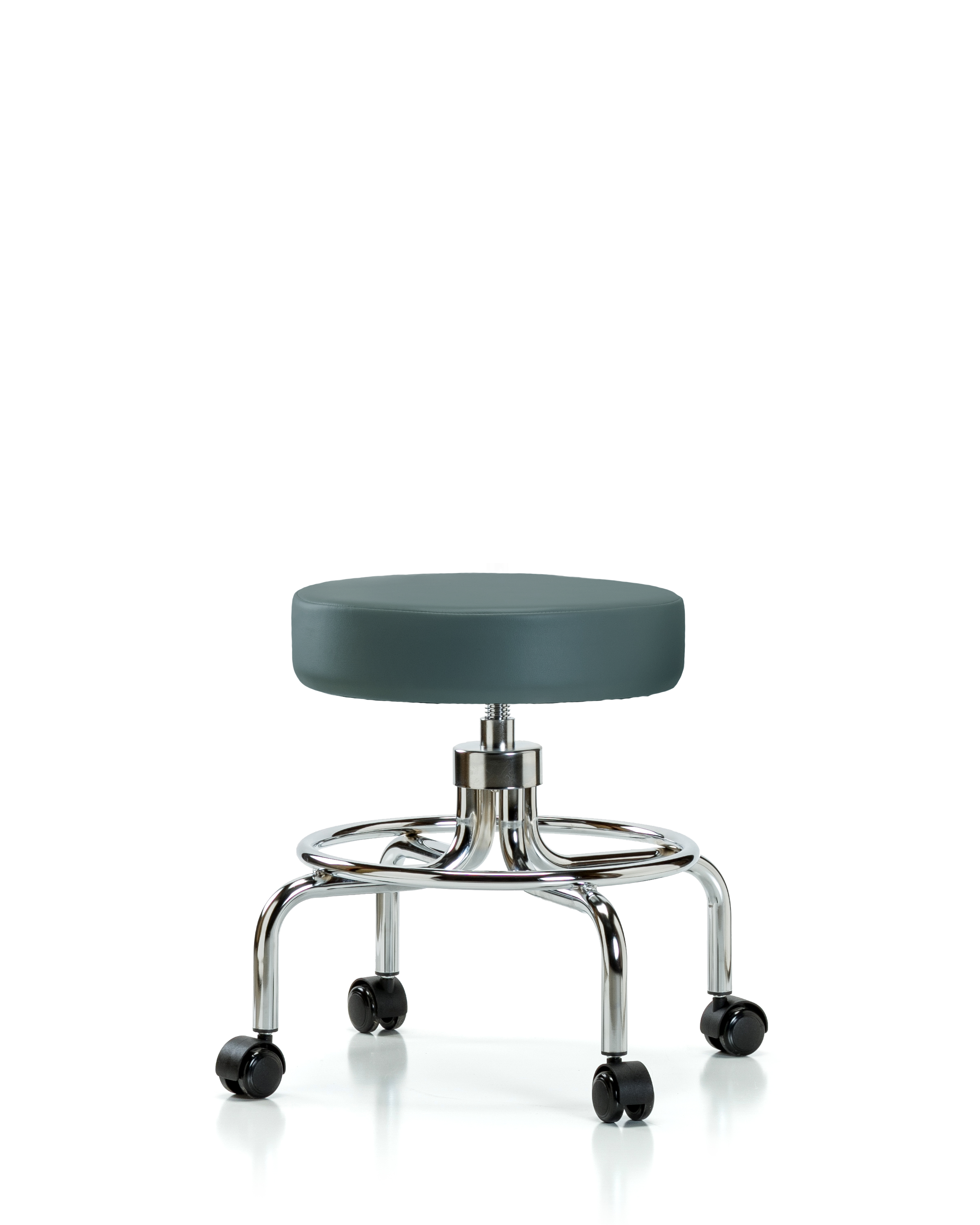 Vinyl Screw-Lift Stool - Medium Bench Height with Casters in Colonial Blue Trailblazer Vinyl