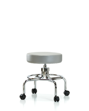 Vinyl Screw-Lift Stool - Medium Bench Height with Casters in Dove Trailblazer Vinyl