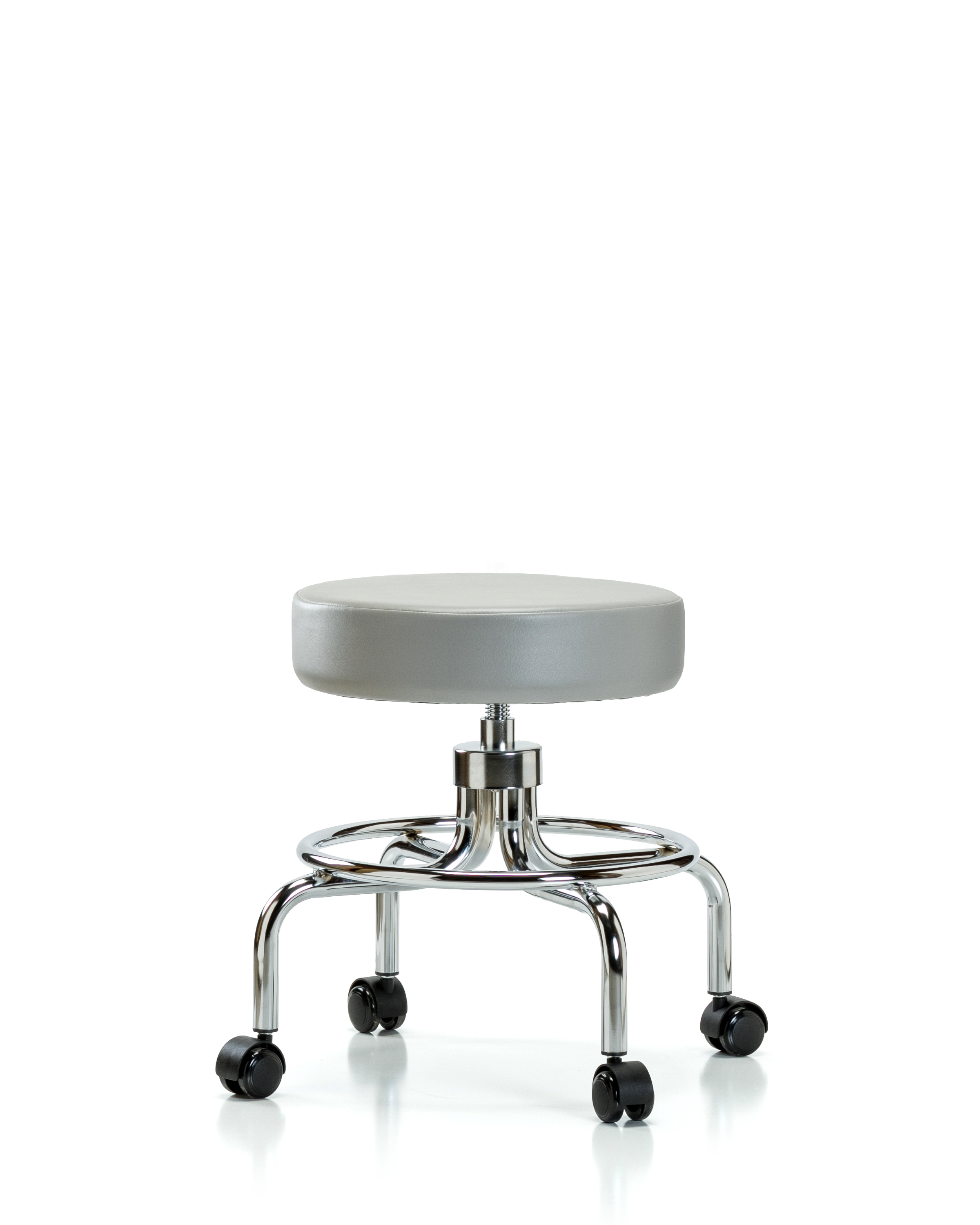 Vinyl Screw-Lift Stool - Medium Bench Height with Casters in Dove Trailblazer Vinyl