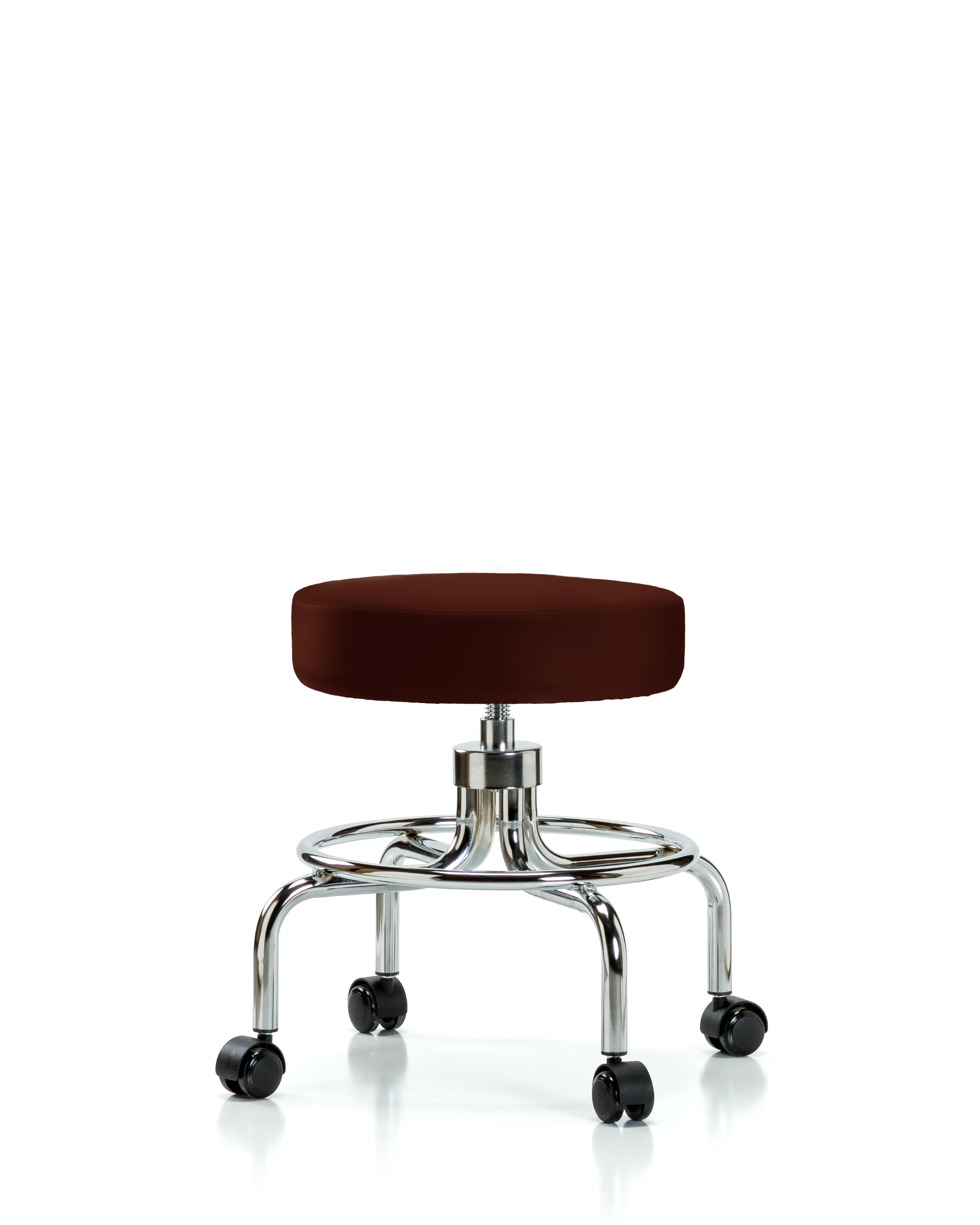 Vinyl Screw-Lift Stool - Medium Bench Height with Casters in Burgundy Trailblazer Vinyl