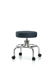 Vinyl Screw-Lift Stool - Medium Bench Height with Casters in Imperial Blue Trailblazer Vinyl