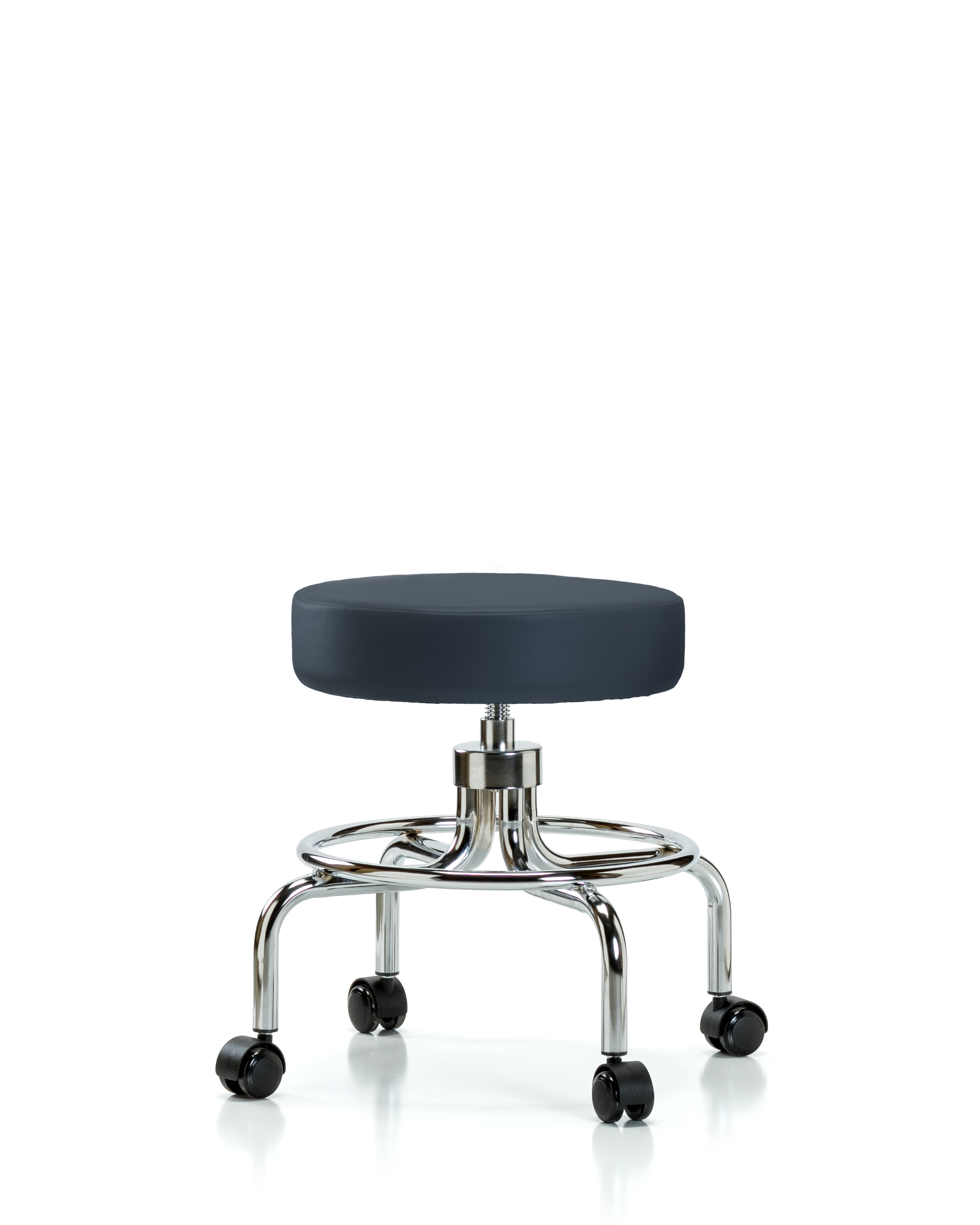 Vinyl Screw-Lift Stool - Medium Bench Height with Casters in Imperial Blue Trailblazer Vinyl