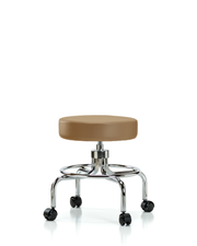 Vinyl Screw-Lift Stool - Medium Bench Height with Casters in Taupe Trailblazer Vinyl