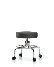 Vinyl Screw-Lift Stool - Medium Bench Height with Casters in Charcoal Trailblazer Vinyl