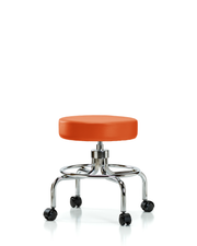 Vinyl Screw-Lift Stool - Medium Bench Height with Casters in Orange Kist Trailblazer Vinyl