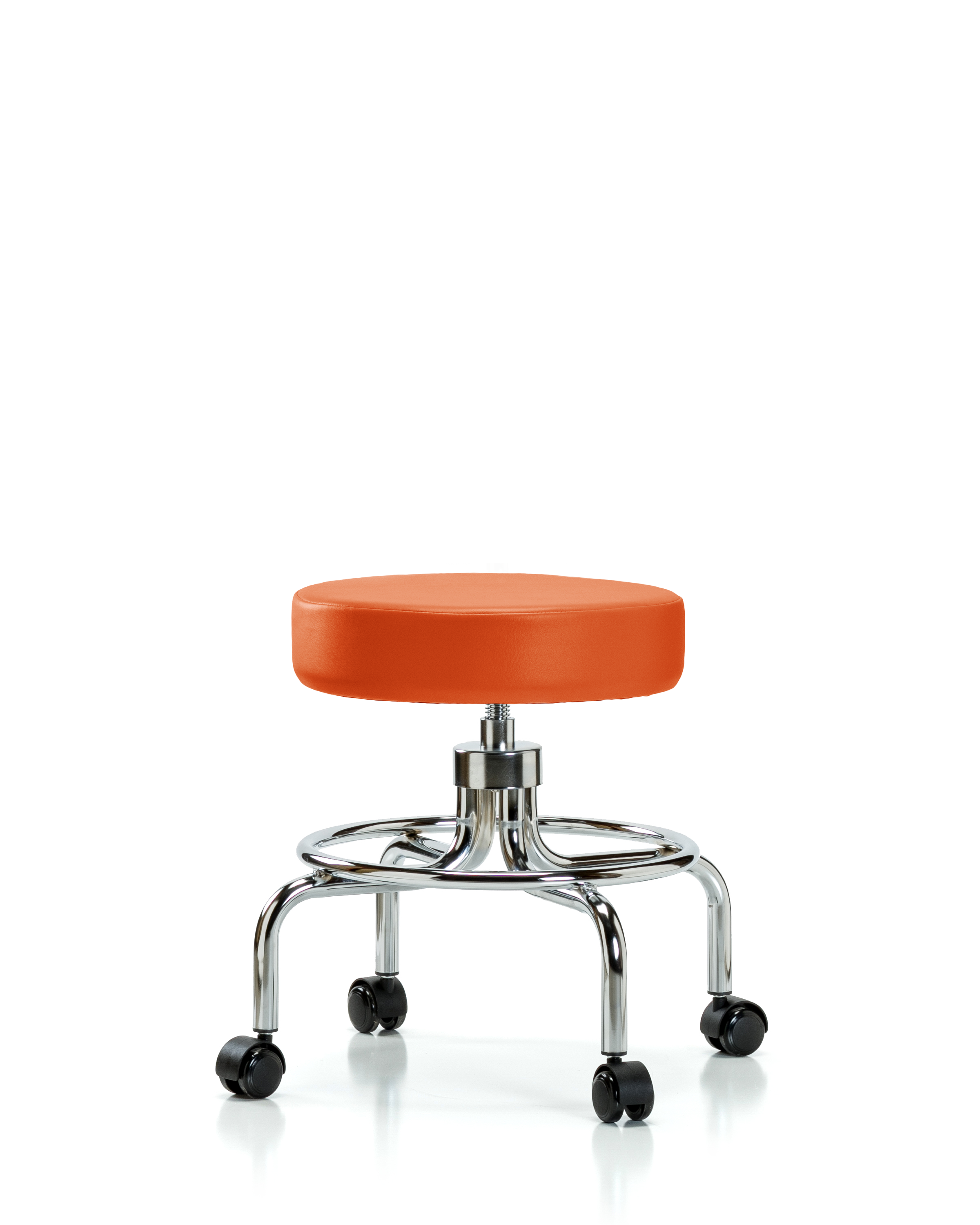 Vinyl Screw-Lift Stool - Medium Bench Height with Casters in Orange Kist Trailblazer Vinyl