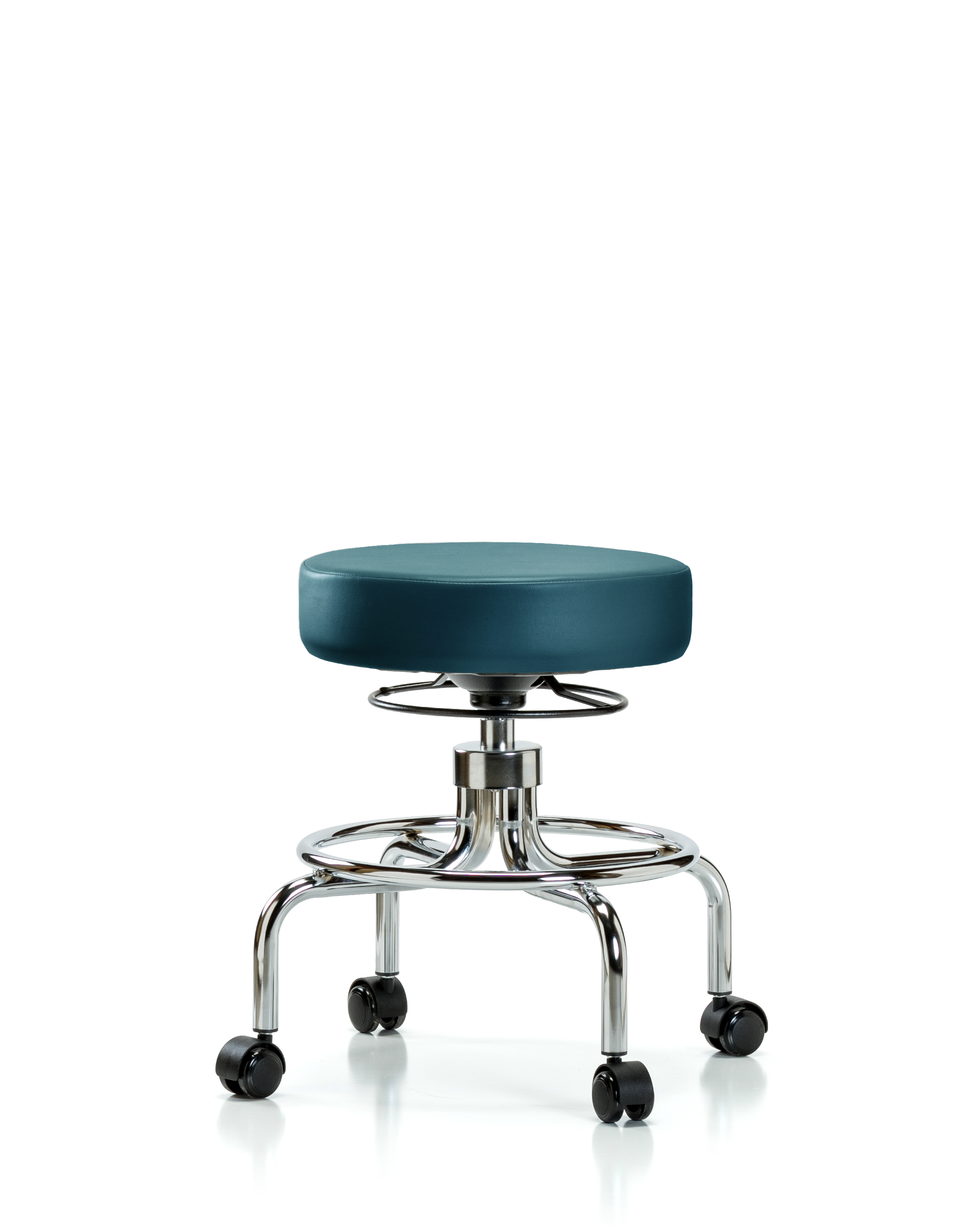 Vinyl Screw-Lift Stool - Medium Bench Height with Casters in Marine Blue Supernova Vinyl