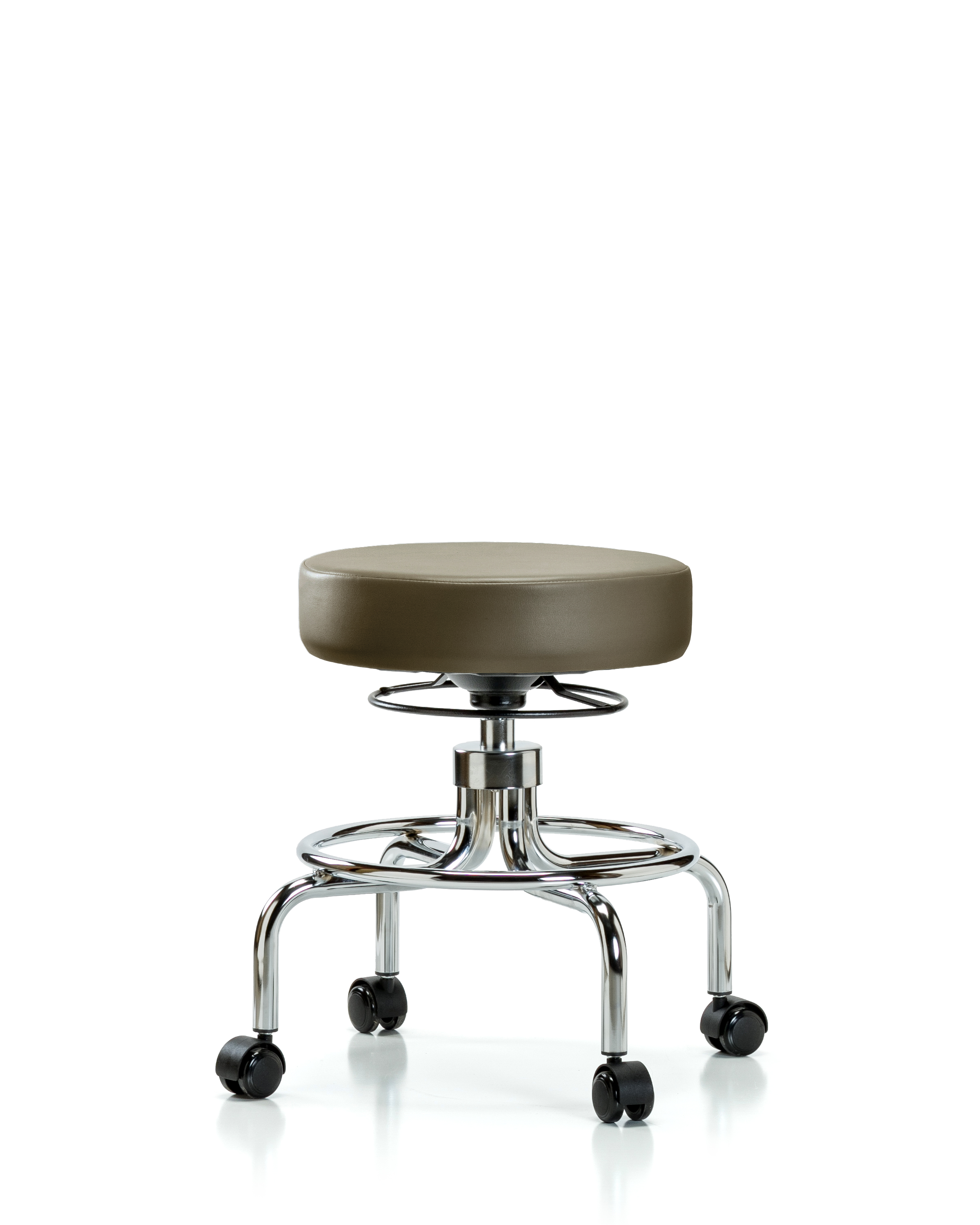 Vinyl Screw-Lift Stool - Medium Bench Height with Casters in Taupe Supernova Vinyl
