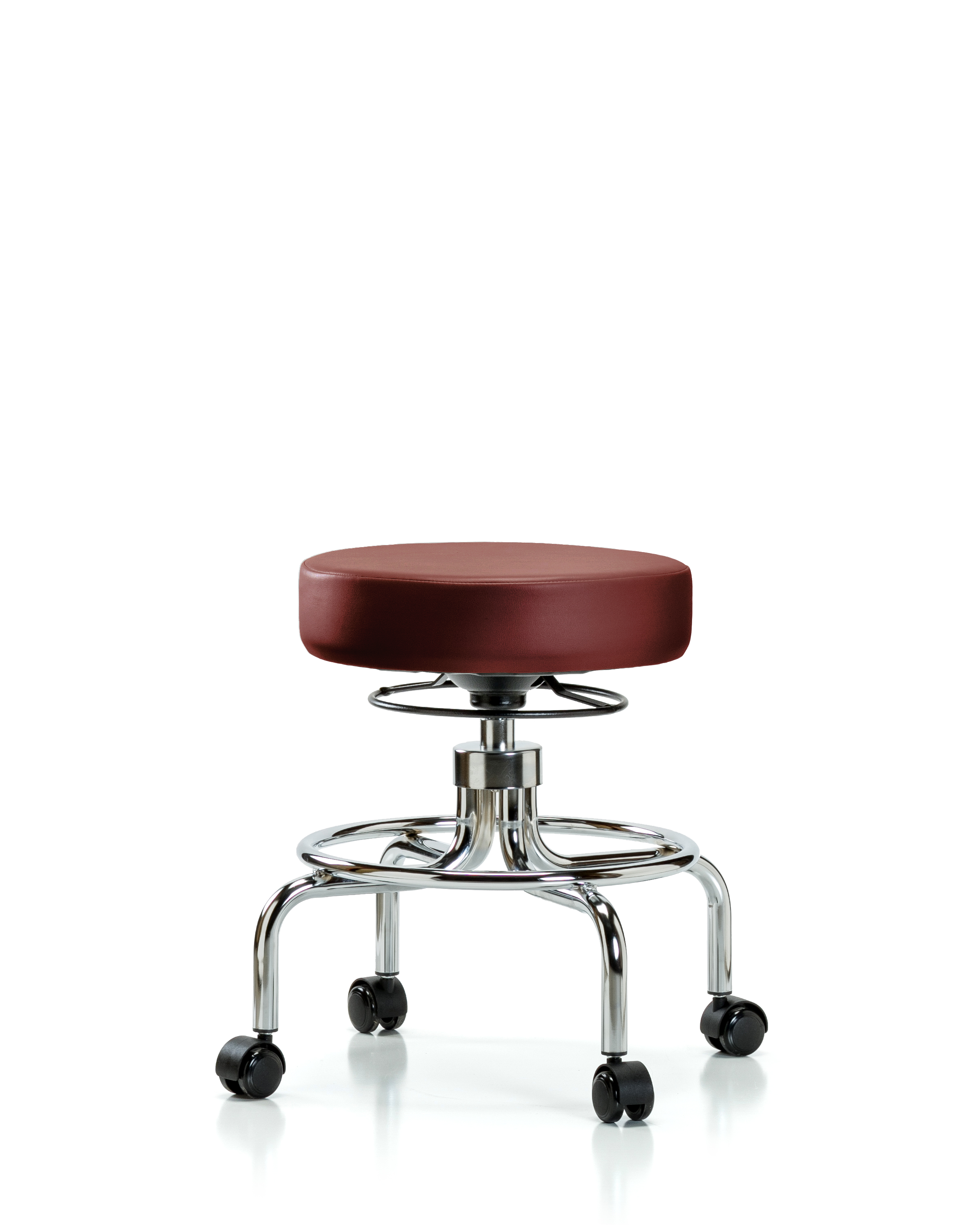 Vinyl Screw-Lift Stool - Medium Bench Height with Casters in Borscht Supernova Vinyl