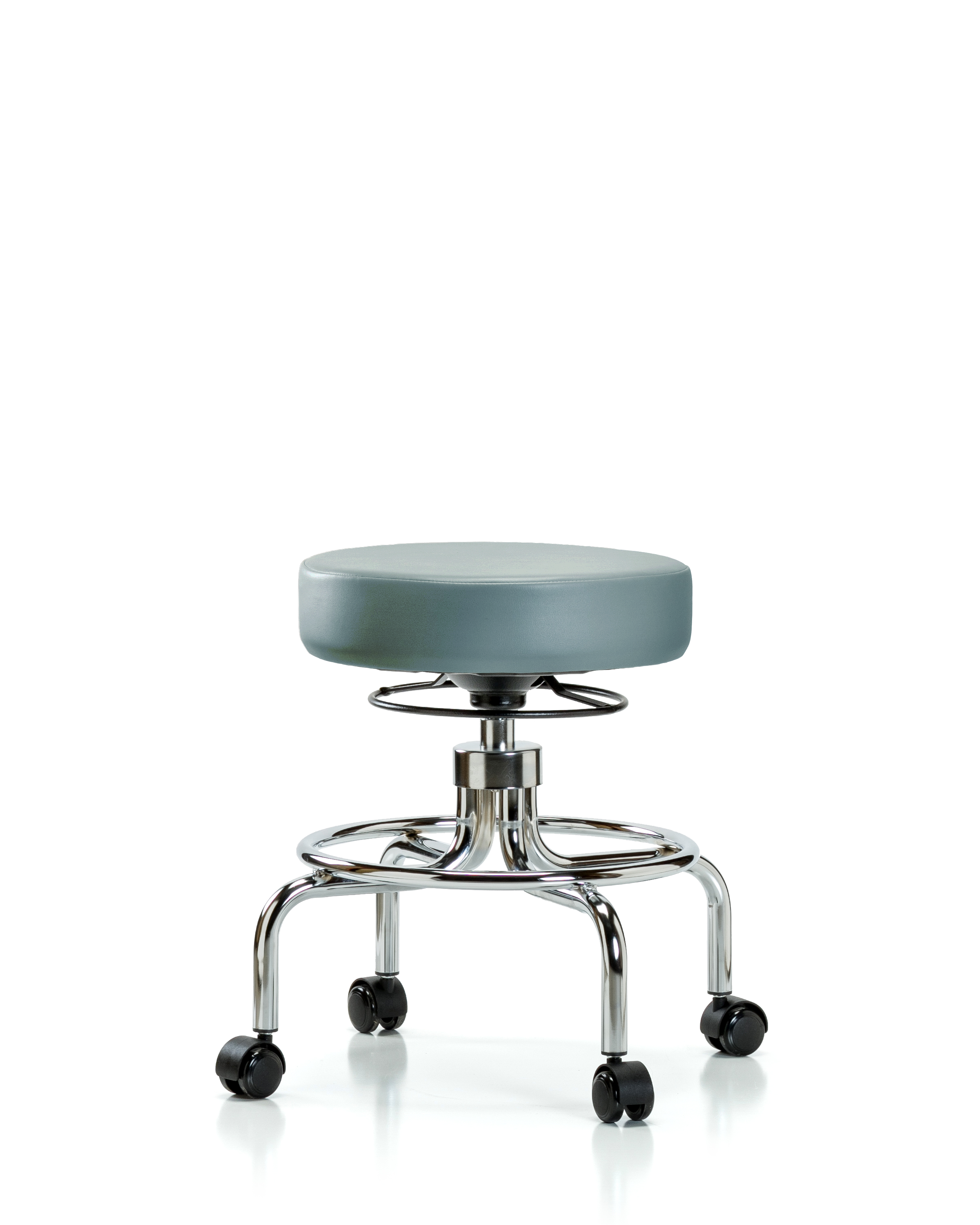 Vinyl Screw-Lift Stool - Medium Bench Height with Casters in Storm Supernova Vinyl