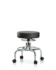 Vinyl Screw-Lift Stool - Medium Bench Height with Casters in Carbon Supernova Vinyl
