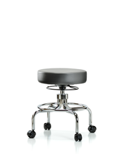 Vinyl Screw-Lift Stool - Medium Bench Height with Casters in Sterling Supernova Vinyl