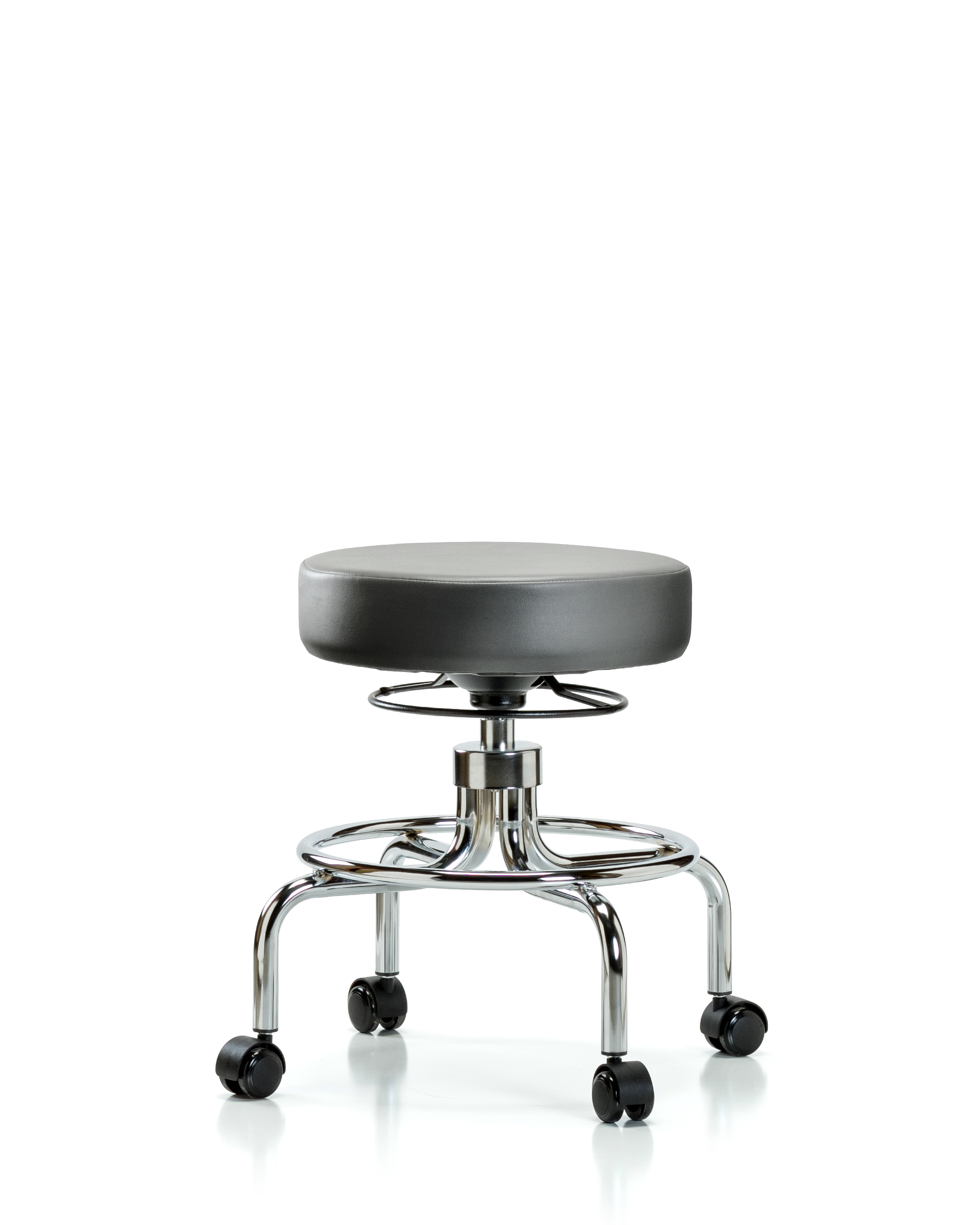 Vinyl Screw-Lift Stool - Medium Bench Height with Casters in Sterling Supernova Vinyl
