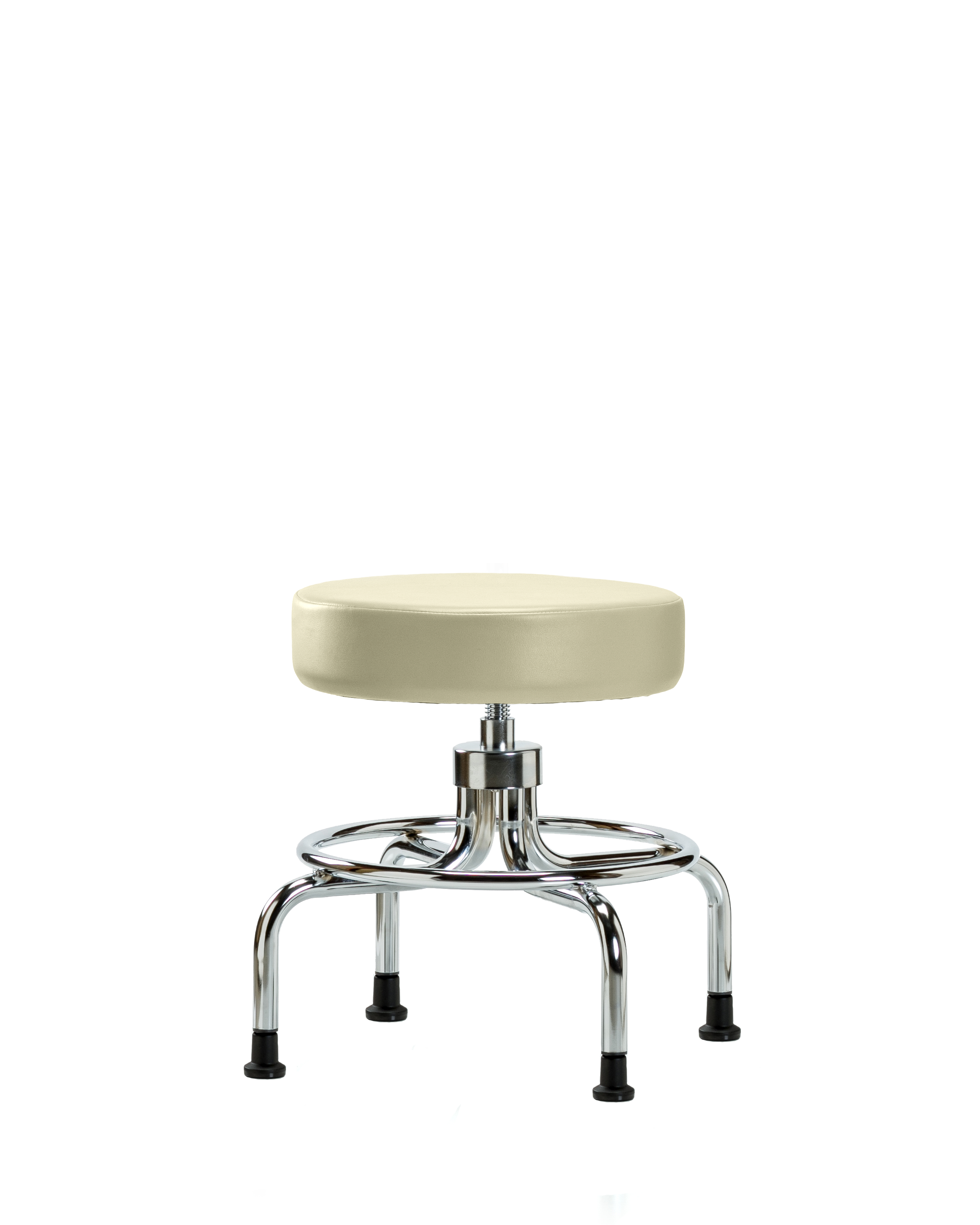 Vinyl Screw-Lift Stool - Medium Bench Height with Stationary Glides in Adobe White Trailblazer Vinyl