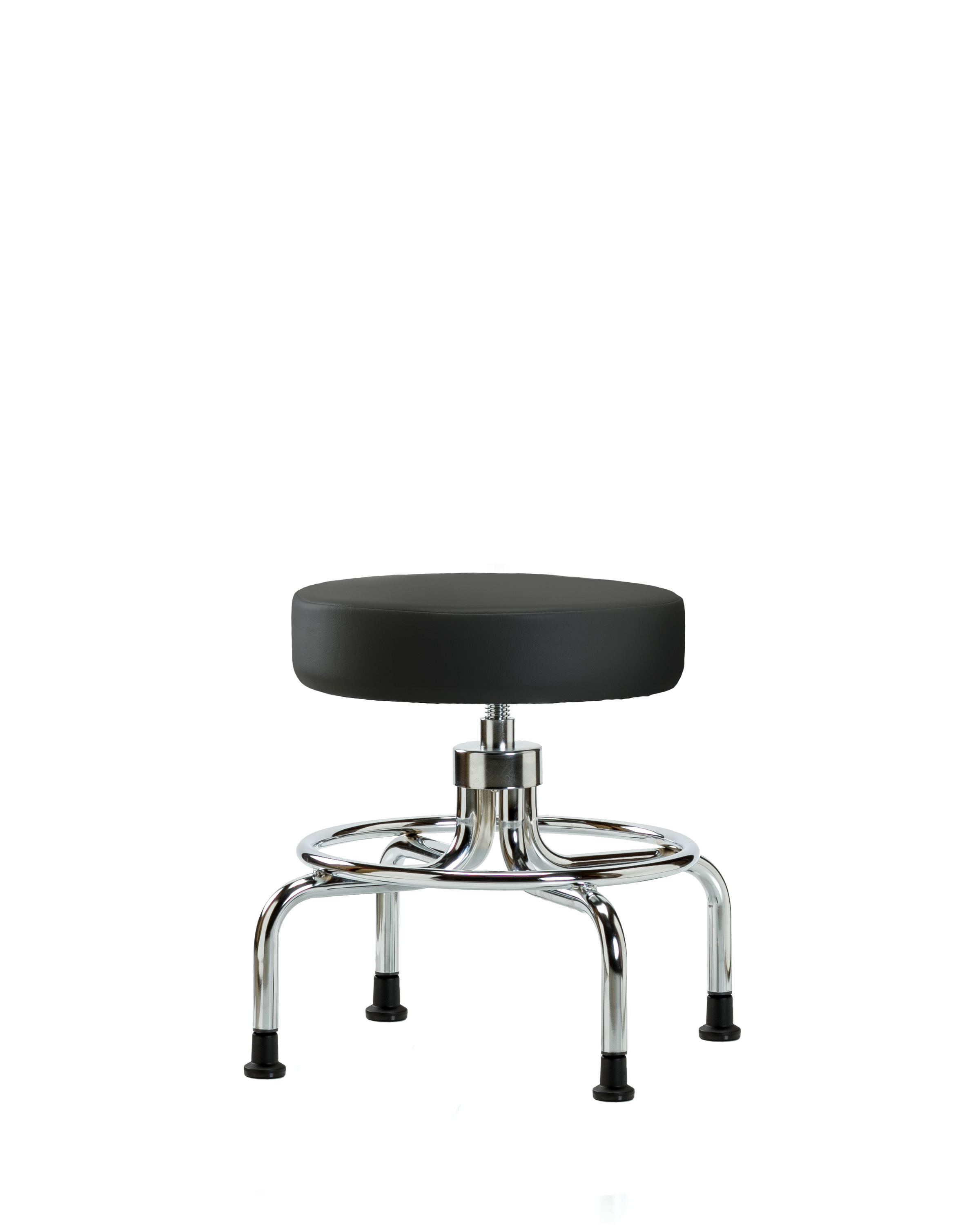Vinyl Screw-Lift Stool - Medium Bench Height with Stationary Glides in Black Trailblazer Vinyl