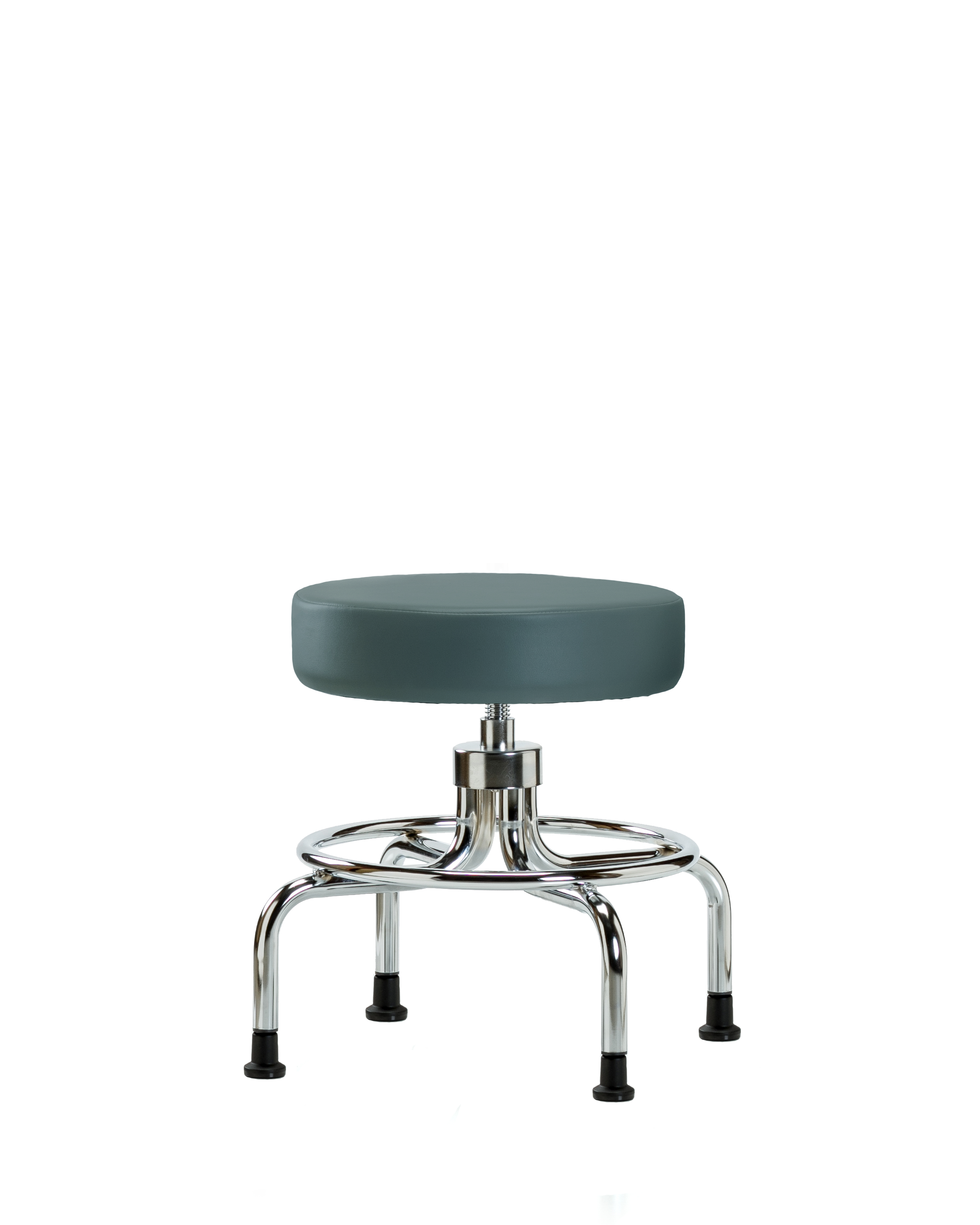 Vinyl Screw-Lift Stool - Medium Bench Height with Stationary Glides in Colonial Blue Trailblazer Vinyl