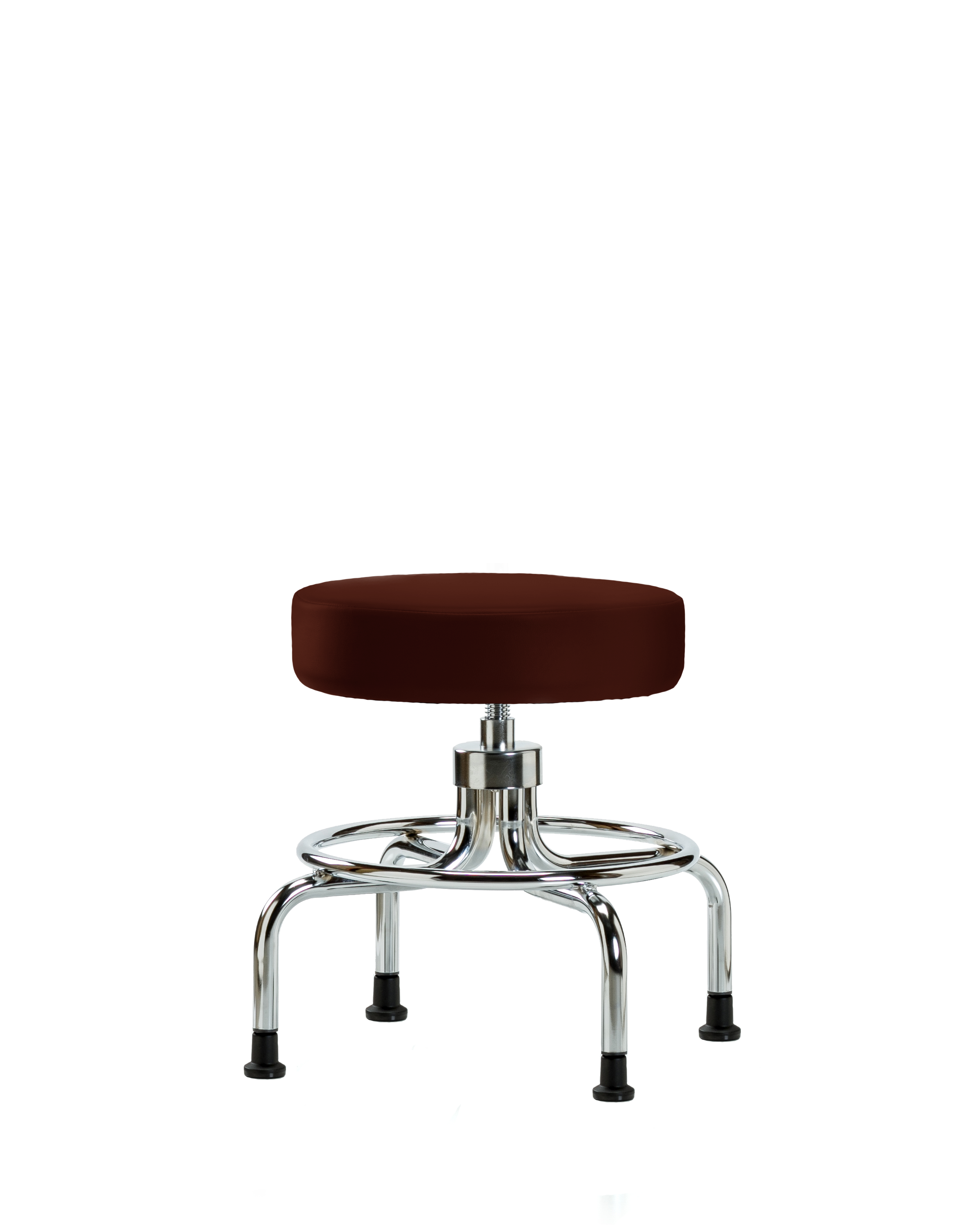 Vinyl Screw-Lift Stool - Medium Bench Height with Stationary Glides in Burgundy Trailblazer Vinyl