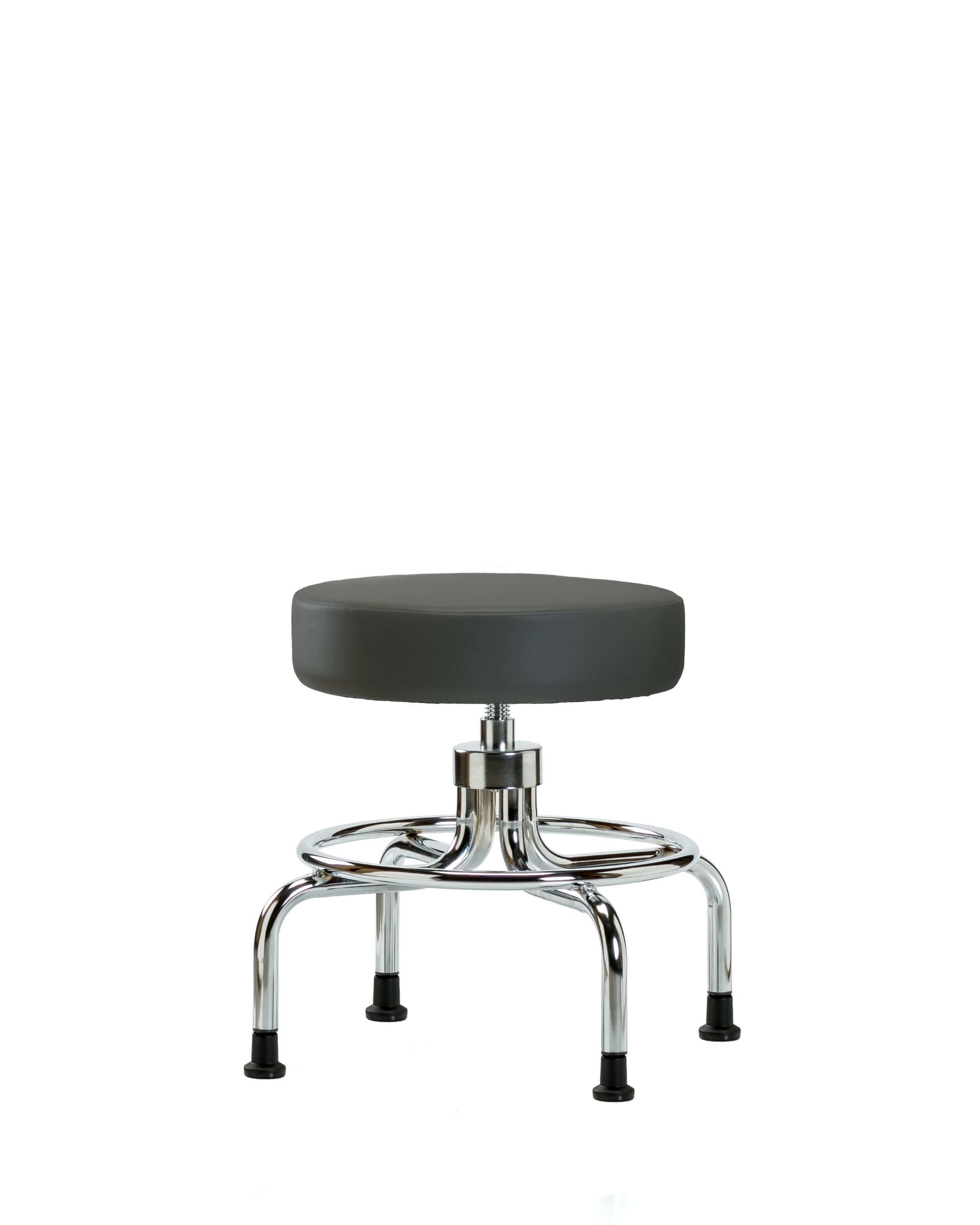 Vinyl Screw-Lift Stool - Medium Bench Height with Stationary Glides in Charcoal Trailblazer Vinyl