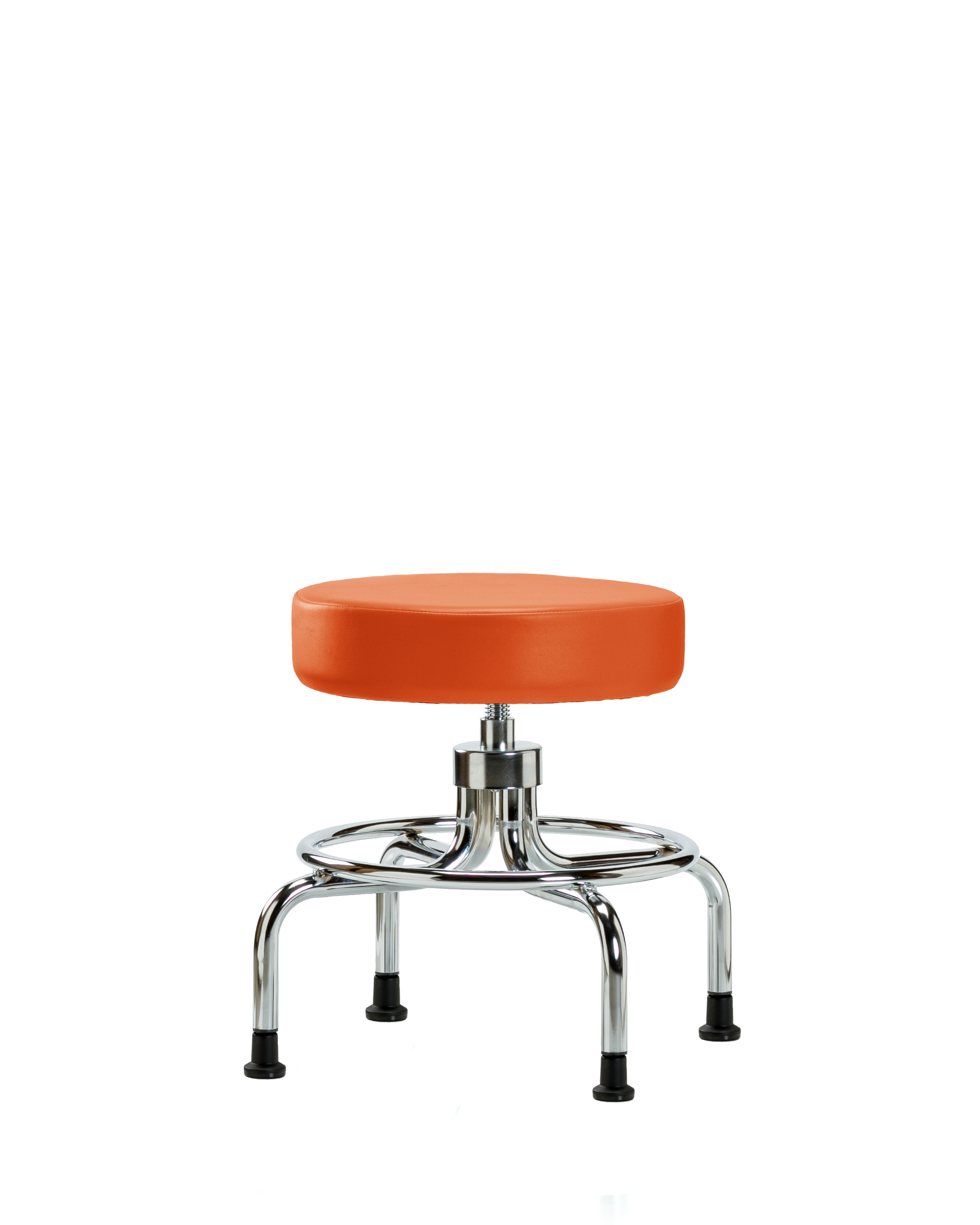 Vinyl Screw-Lift Stool - Medium Bench Height with Stationary Glides in Orange Kist Trailblazer Vinyl