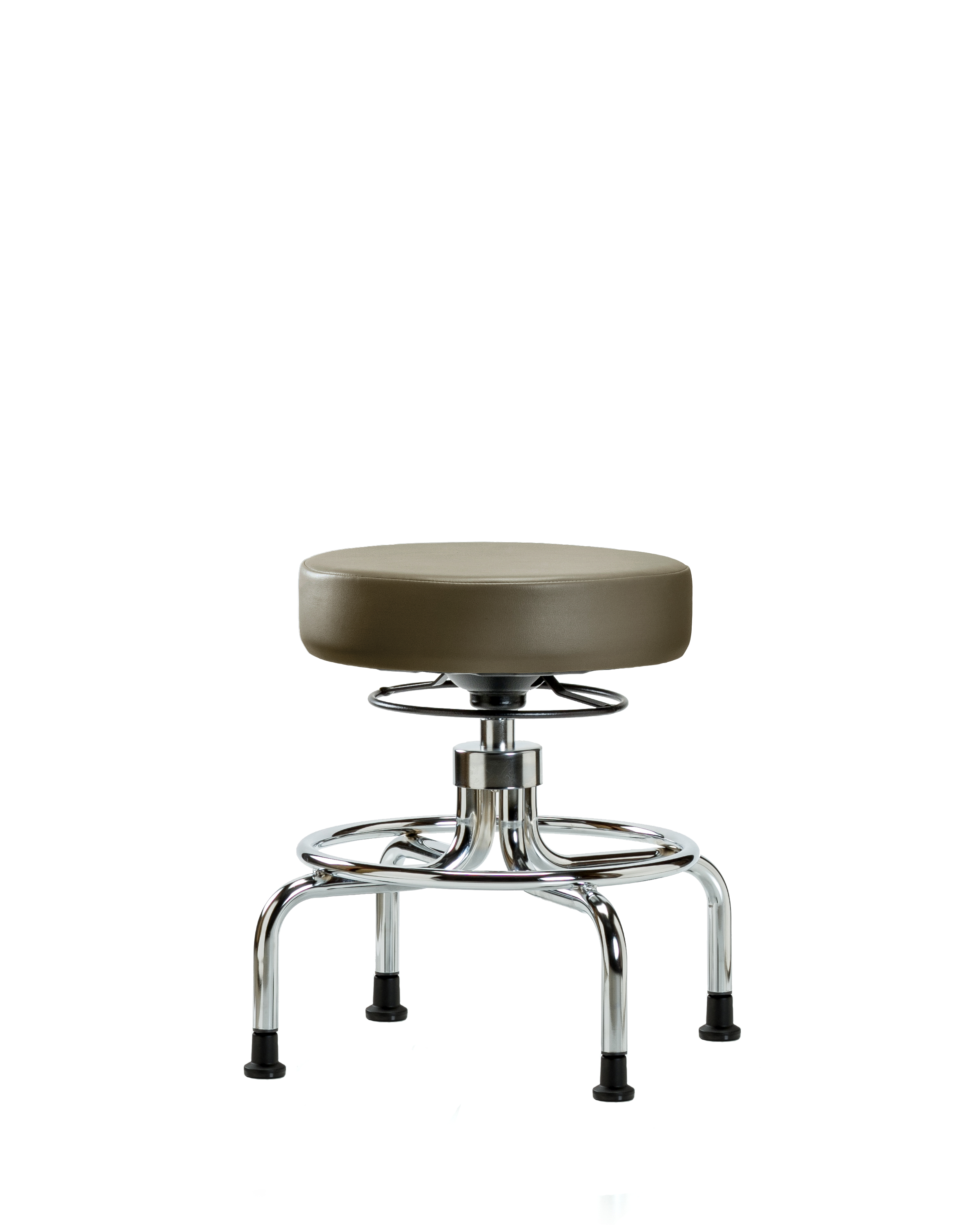 Vinyl Screw-Lift Stool - Medium Bench Height with Stationary Glides in Taupe Supernova Vinyl