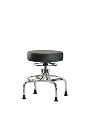 Vinyl Screw-Lift Stool - Medium Bench Height with Stationary Glides in Carbon Supernova Vinyl