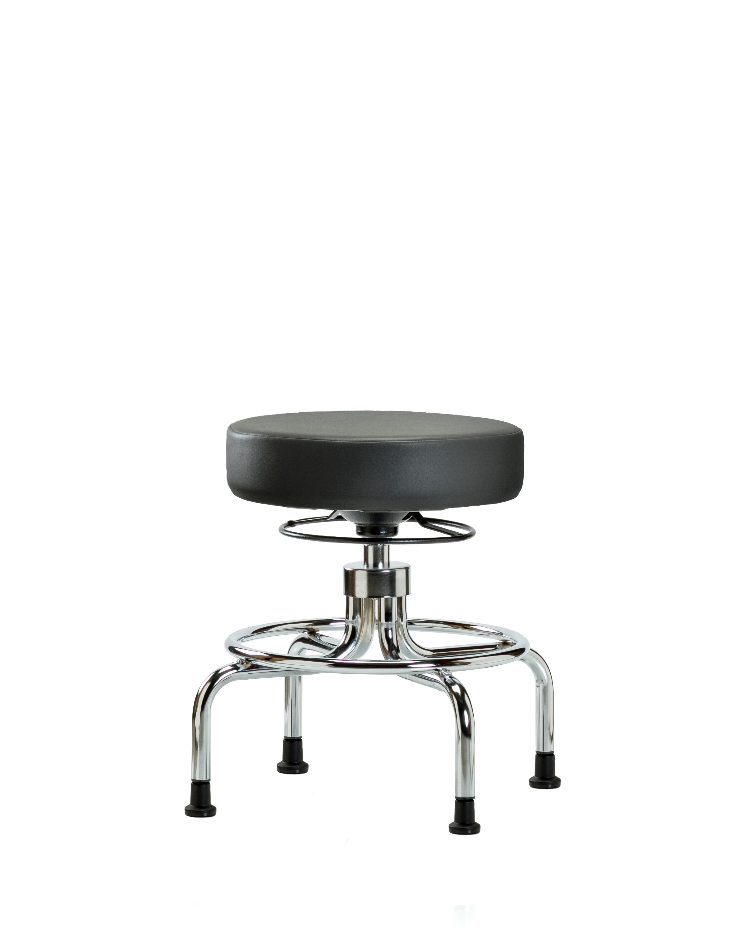 Vinyl Screw-Lift Stool - Medium Bench Height with Stationary Glides in Carbon Supernova Vinyl