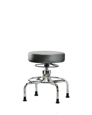 Vinyl Screw-Lift Stool - Medium Bench Height with Stationary Glides in Sterling Supernova Vinyl