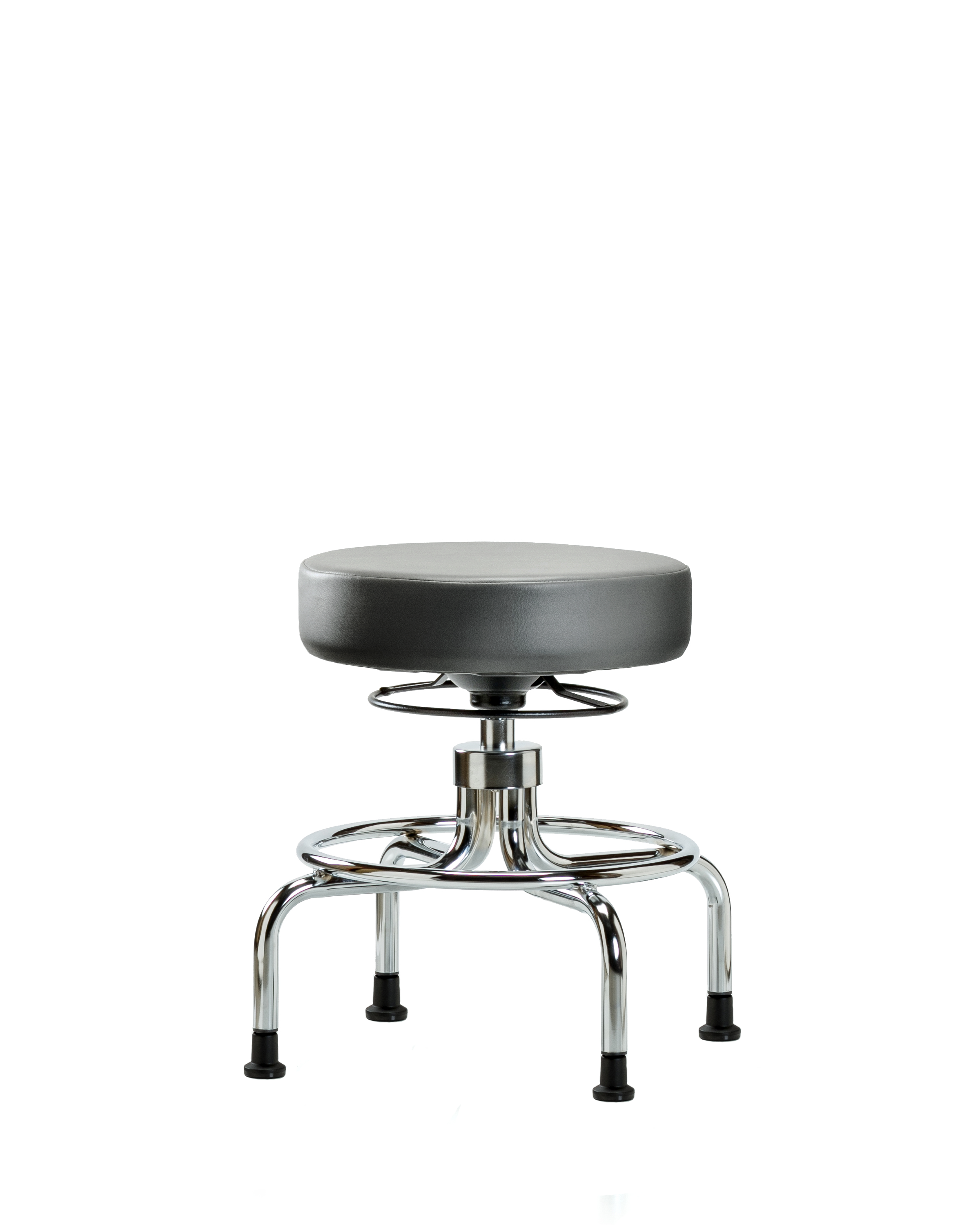 Vinyl Screw-Lift Stool - Medium Bench Height with Stationary Glides in Sterling Supernova Vinyl