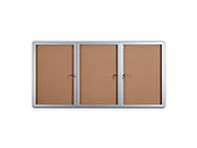 MasterVision Cork Bulletin Enclosed Cabinet 36x72" 3 Door, Aluminum Frame