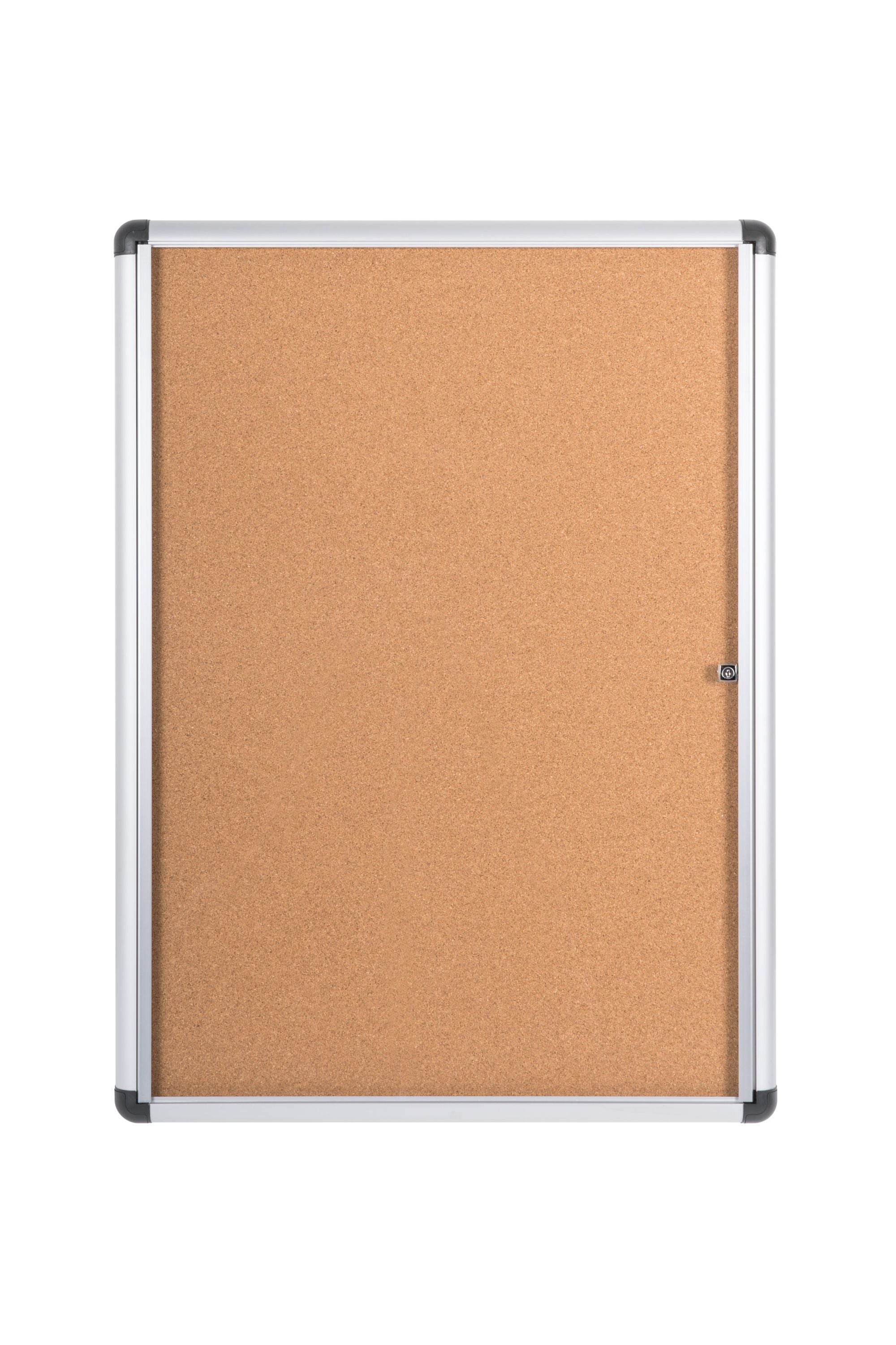 MasterVision Cork Bulletin Slim Line Enclosed Cabinet  28x38.25", Single Door