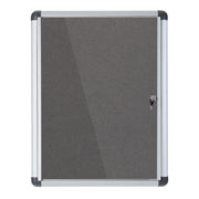 MasterVision Gray Fabric Bulletin Slim Line Enclosed Cabinet  28x38.25", Single Door