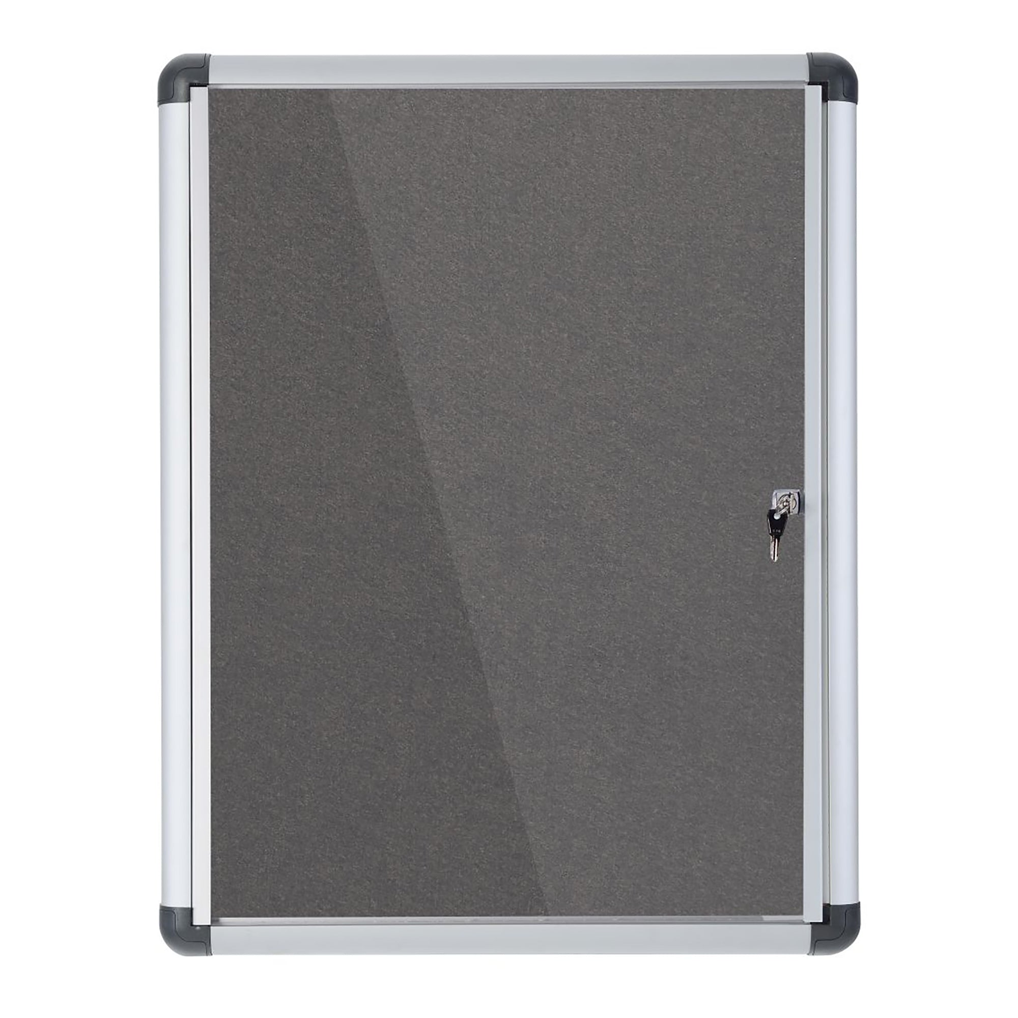 MasterVision Gray Fabric Bulletin Slim Line Enclosed Cabinet  28x38.25", Single Door