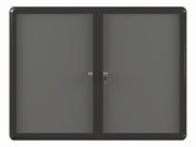 MasterVision Grey Fabric Bulletin Enclosed Cabinet 36x48" Acrylic 2 Door, Graphite Aluminum Frame
