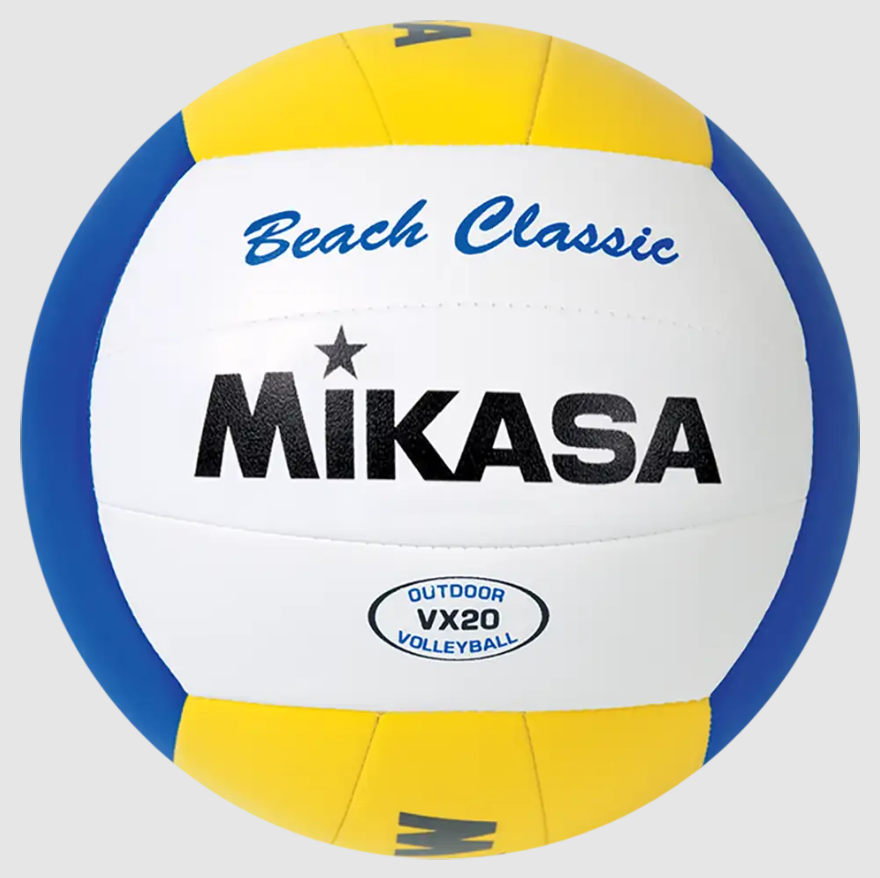 Outdoor Volleyball, Varsity Series - Beach Classic Replica Model, Soft Stitched Cover, Yellow/White/Blue