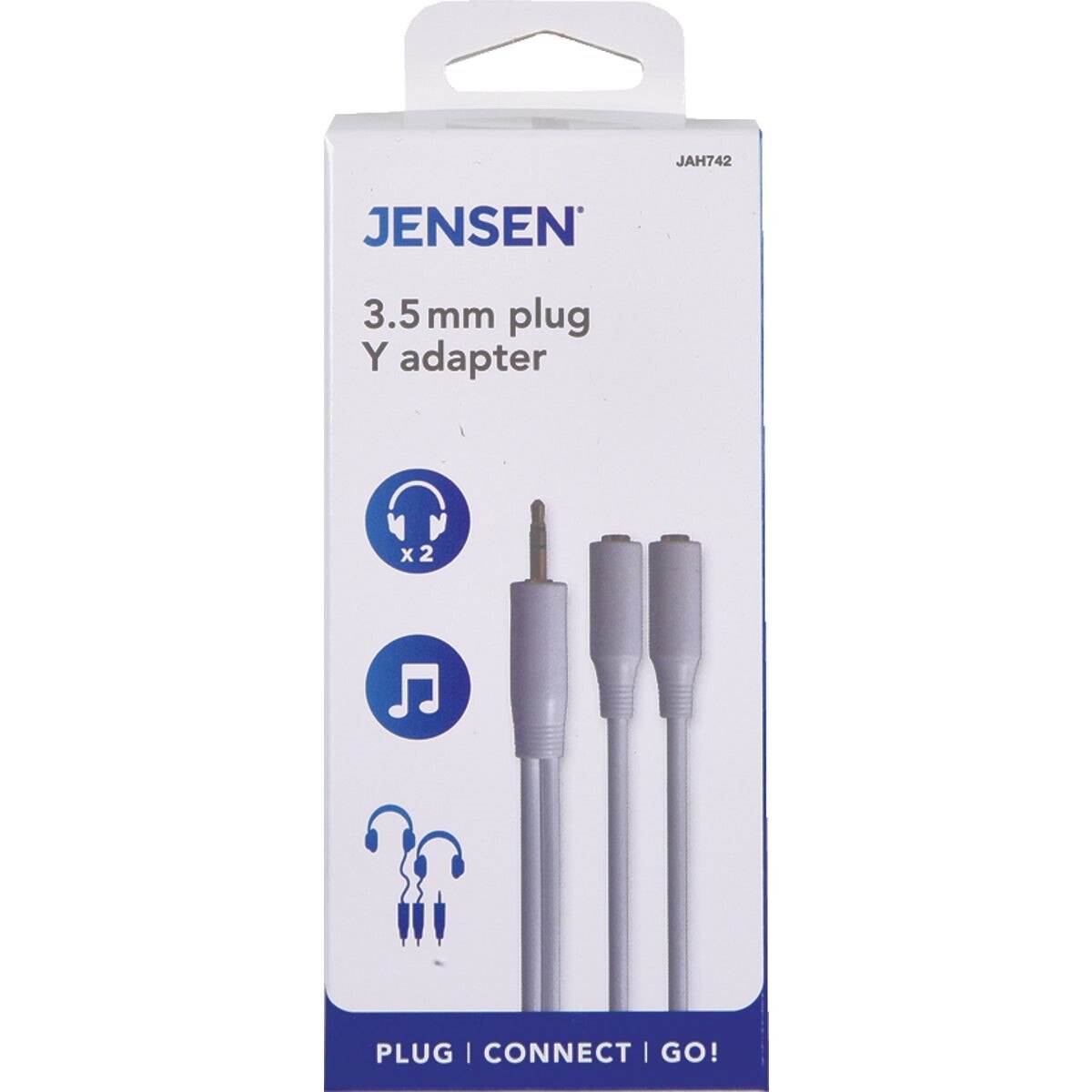 Jensen 3 In. White Y-Splitter Audio Cable