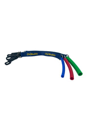 Special Needs Sensory Toy - 3/8" Slim Red Tube, 1/2" Strong Green Tube, 9/16" Big Blue Tube on 8" Navy Lanyard