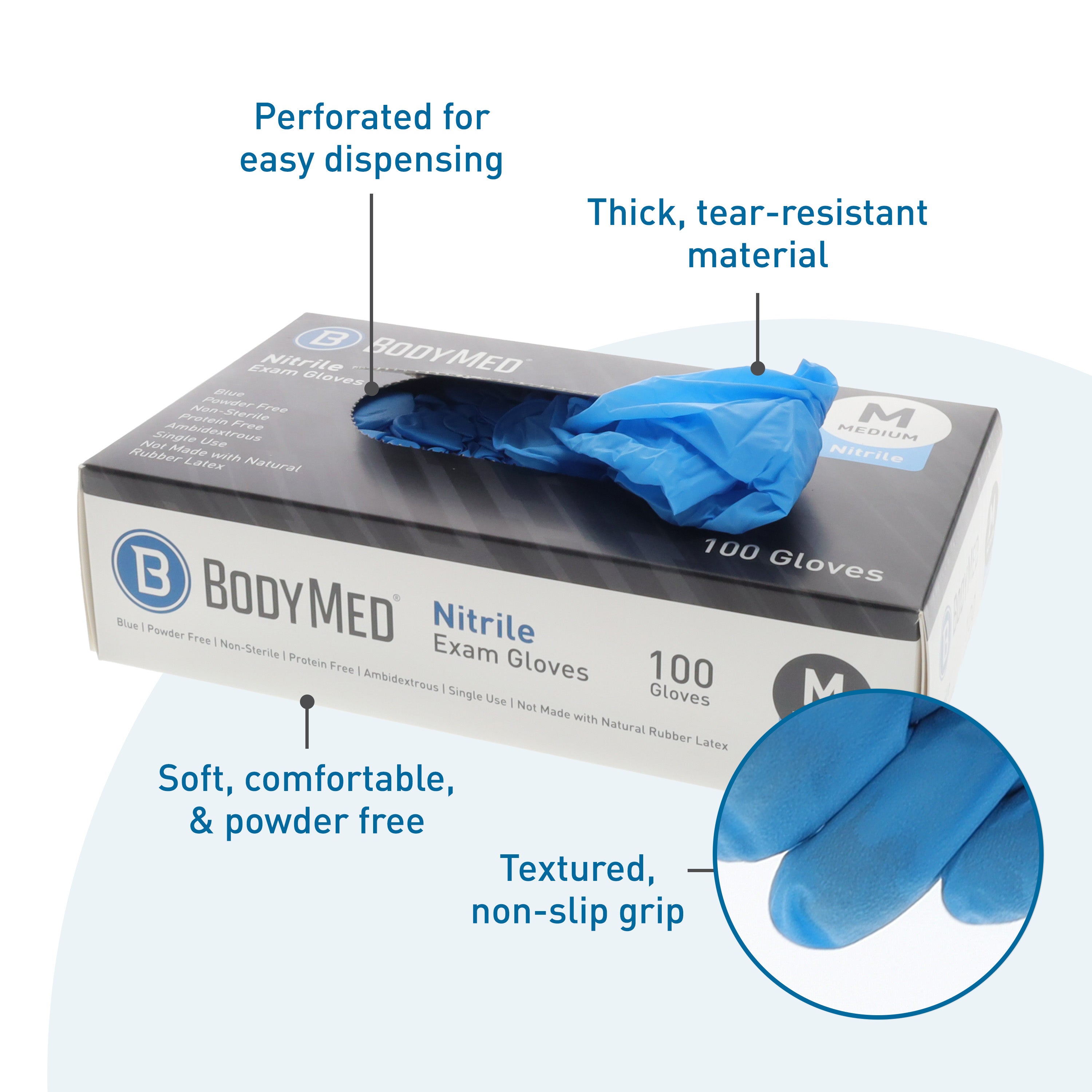Nitrile Pf Blue Exam Glove 100Ct, Small, 10/Case