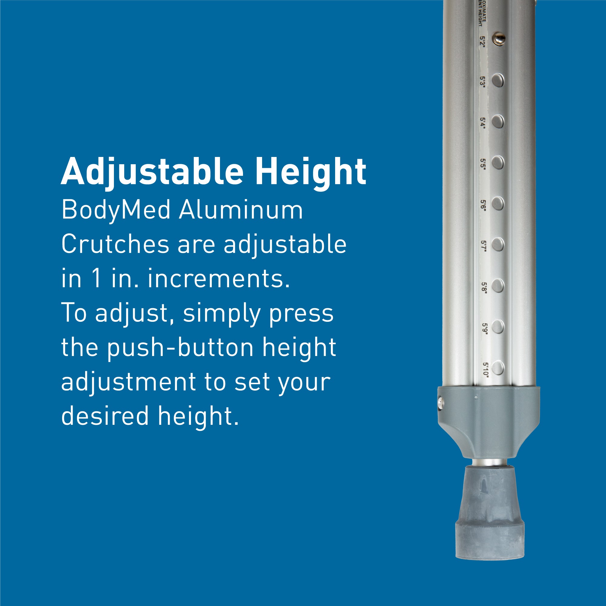 Aluminum Adult Crutches, Medium 5'2" To 5'10", Pair