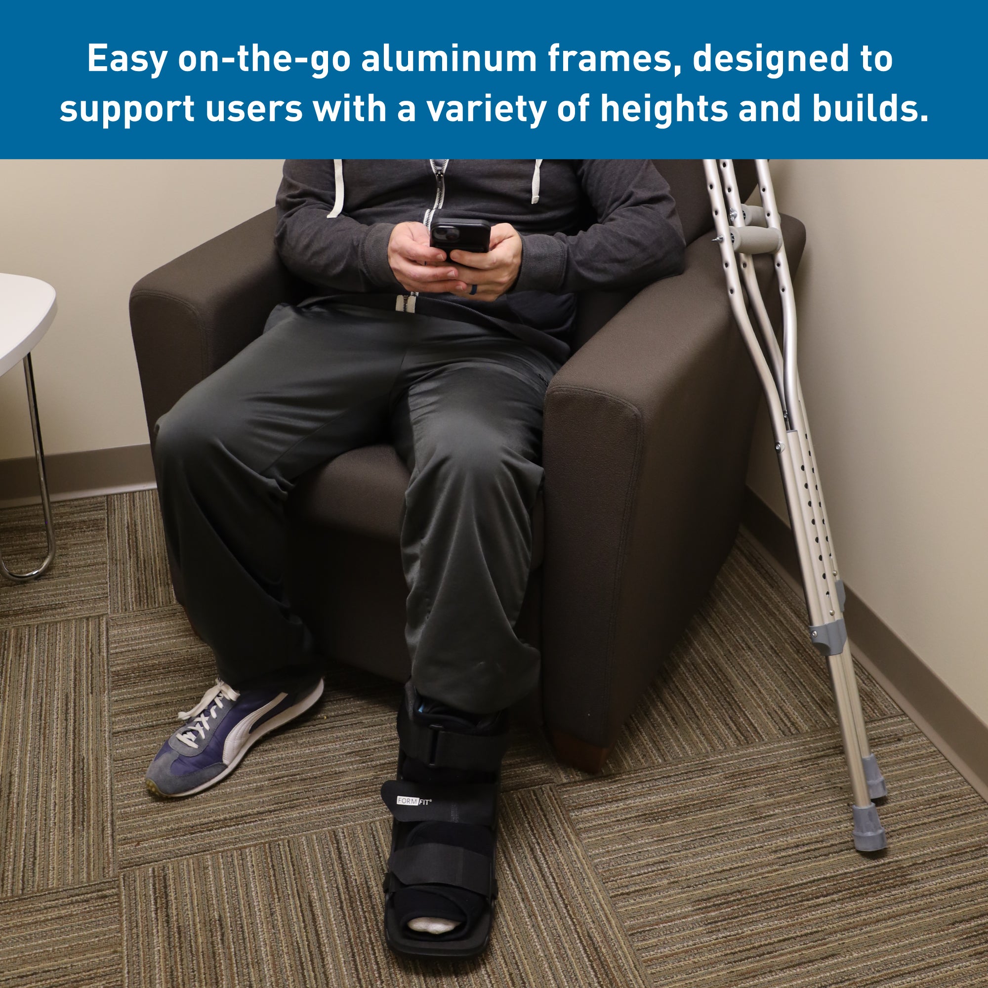 Aluminum Adult Crutches, Medium 5'2" To 5'10", Pair