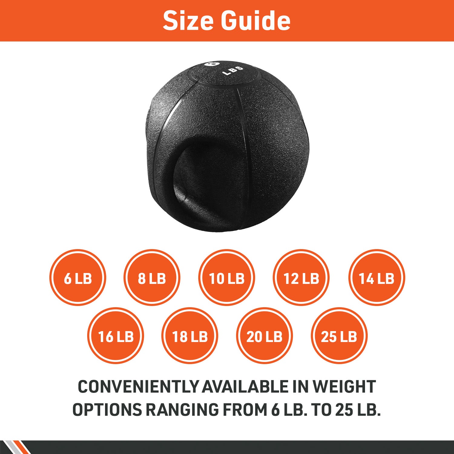 Body Sport Medicine Ball, Double Grip, Black, 12Lb