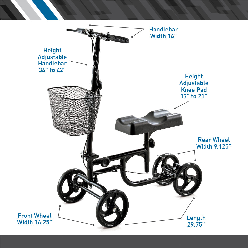 Bodymed Knee Walker With Dual Brake Basket And Knee Pad Cover