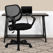 Neri Low Back Black Mesh Swivel Task Office Chair with Curved Square Back and Arms