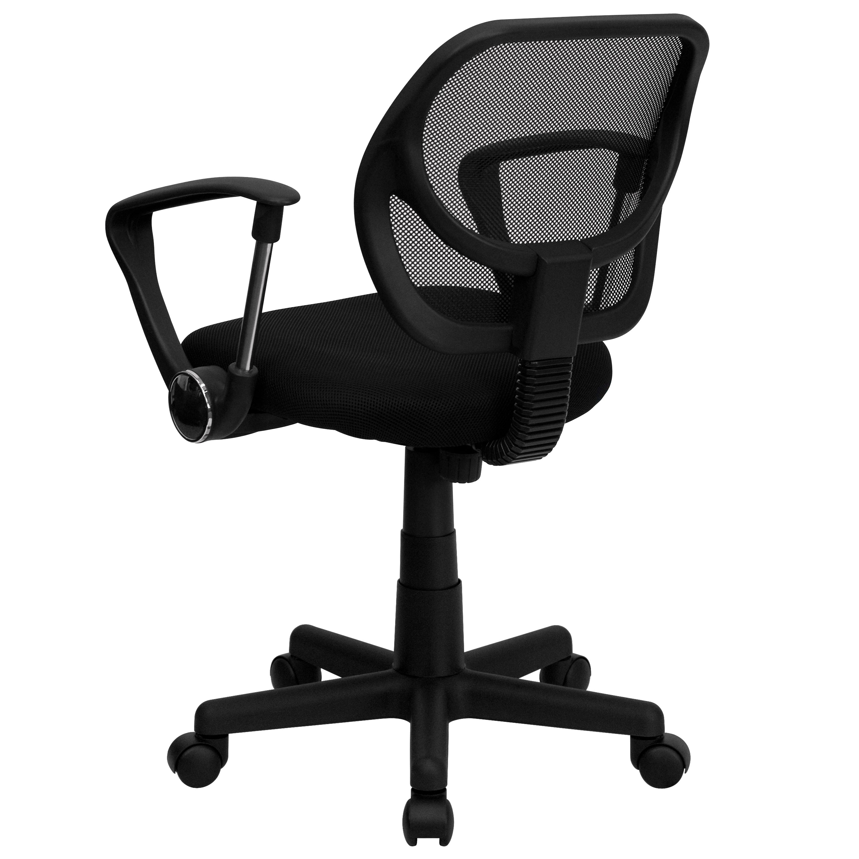 Neri Low Back Black Mesh Swivel Task Office Chair with Curved Square Back and Arms