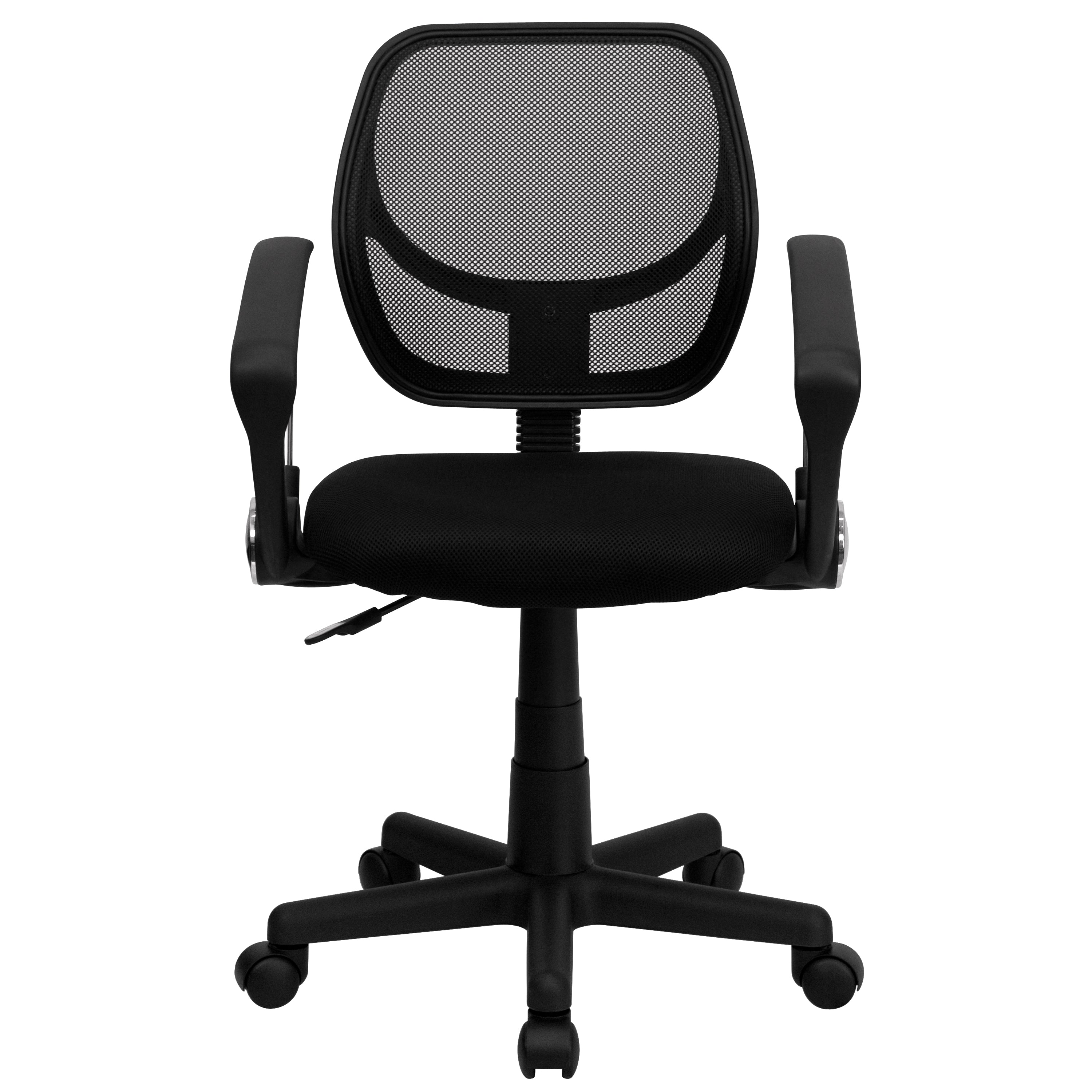 Neri Low Back Black Mesh Swivel Task Office Chair with Curved Square Back and Arms