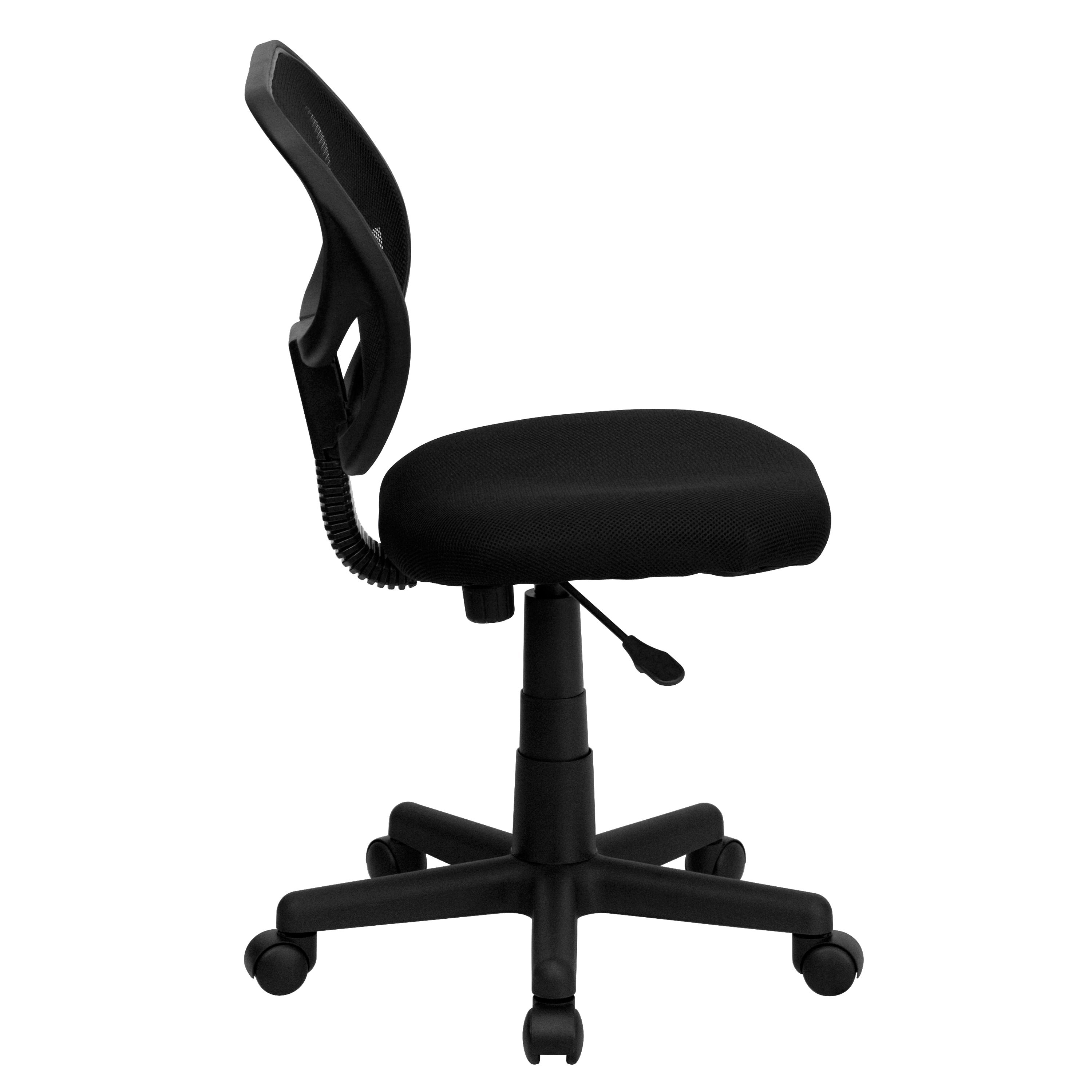 Neri Low Back Black Mesh Swivel Task Office Chair with Curved Square Back