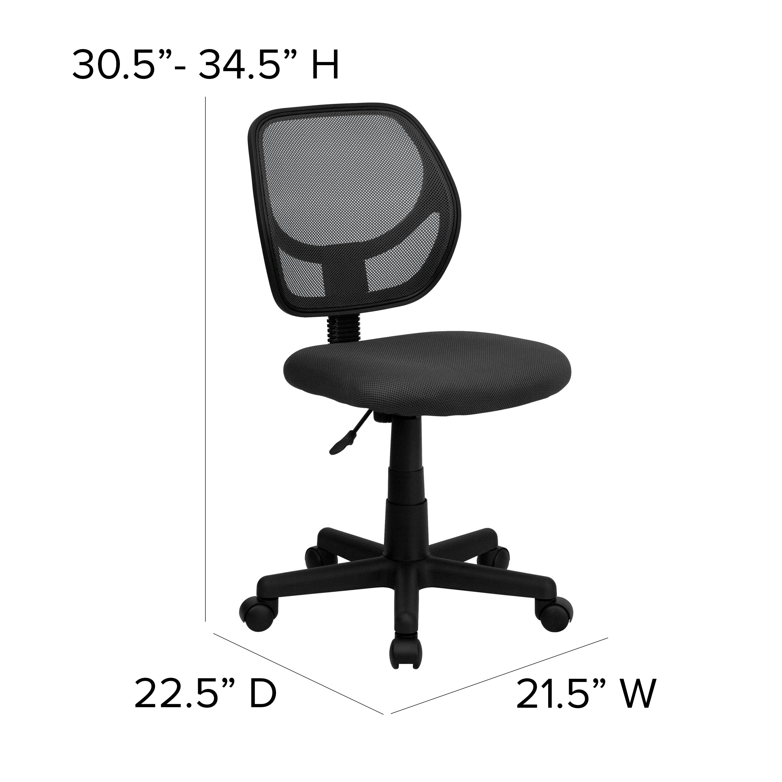 Neri Low Back Gray Mesh Swivel Task Office Chair with Curved Square Back